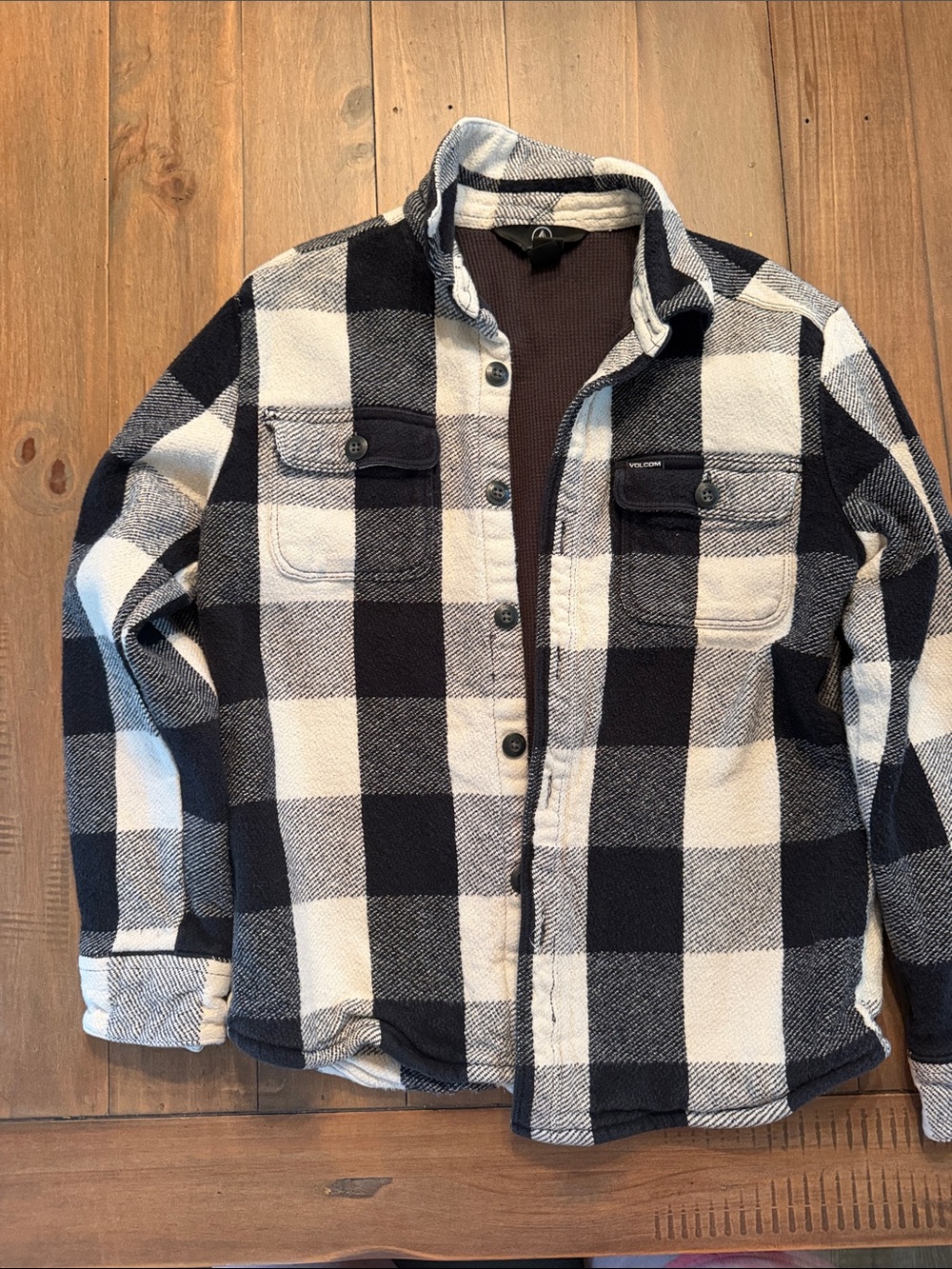 Volcom Men's Black & White Buffalo Plaid Shirt Jacket